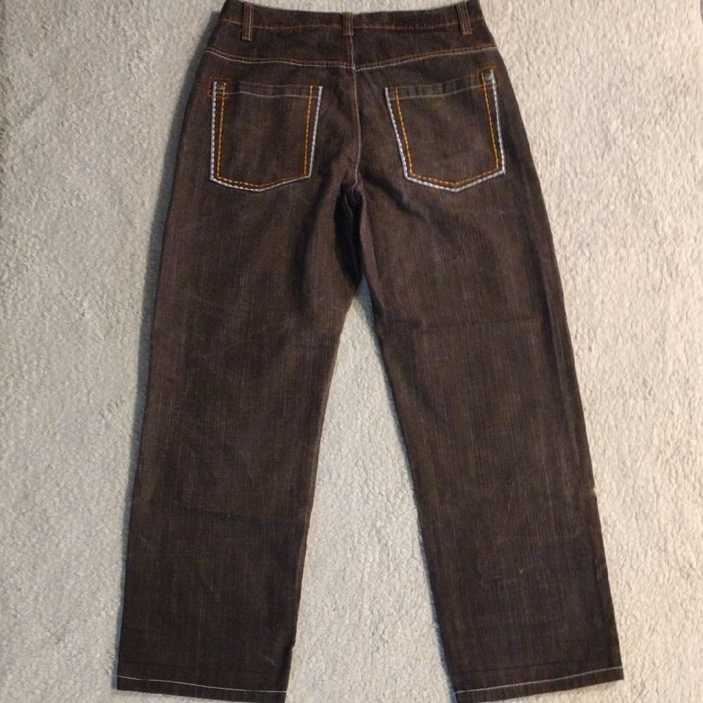 Vintage Koman 36x34 Baggy Dark Brown Orange Jeans Pants Loose Relaxed Straight